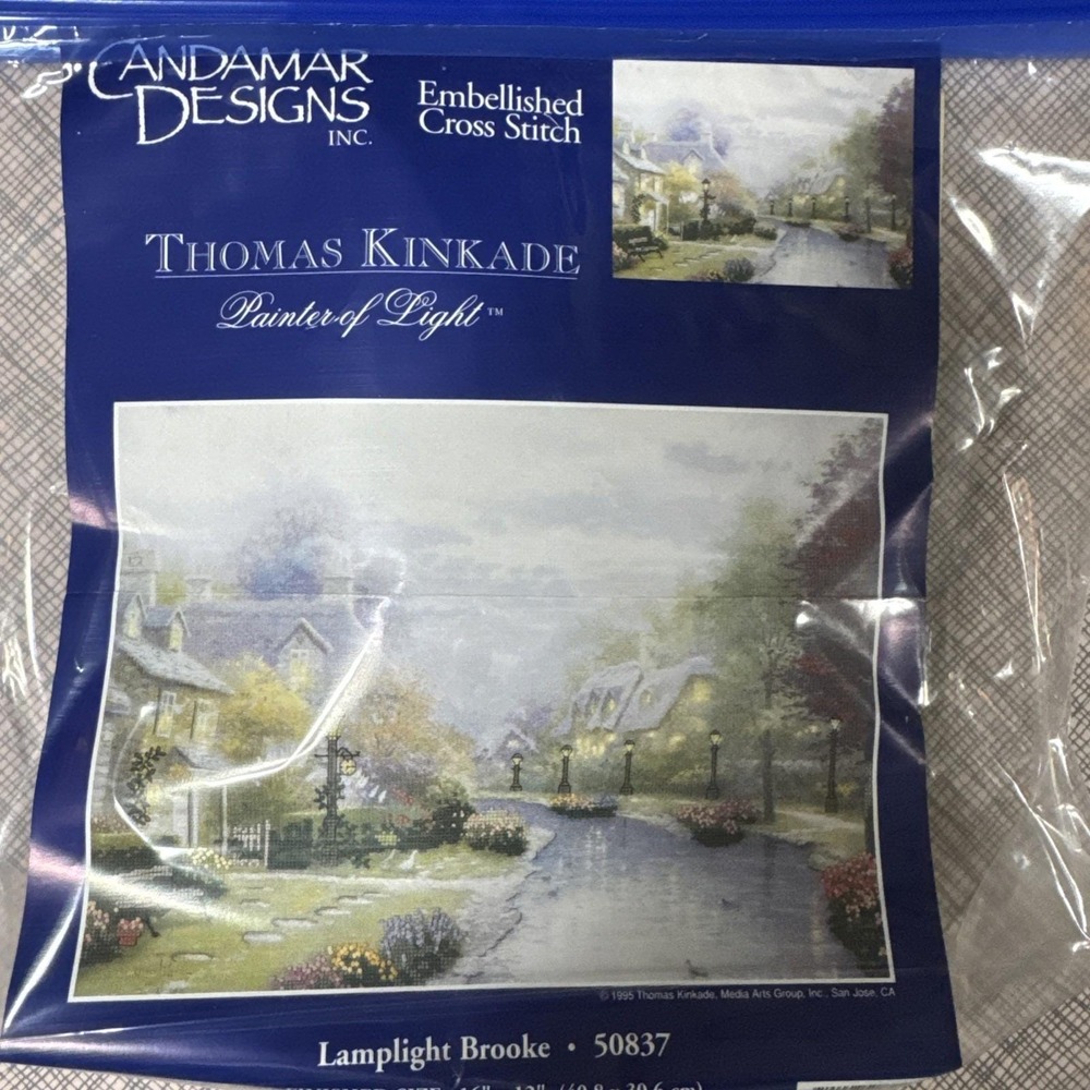 Thomas Kincaid Lamplight Brook Cross Stitch Kit Number 50837 Started 1995